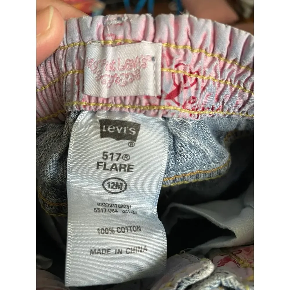 My First Levi's 517 Flare jeans logo pockets elastic waist Size 12mon.